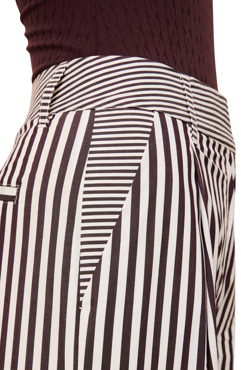 Solid & Striped Marnie Stripe Wide Leg Cotton Blend Pants, Alternate, color, Raisin Brown / Brule