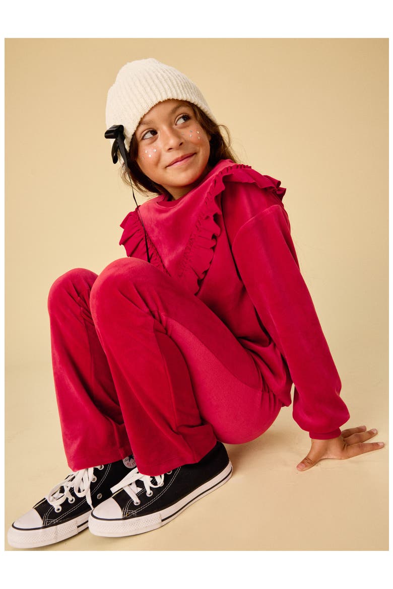 Very Velour Flare Pants, Alternate, color, RED WAGON