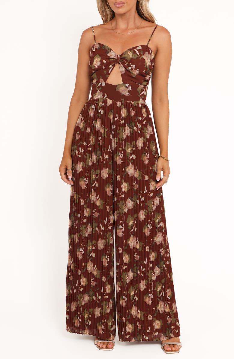 Petal & Pup Floral Wide Leg Jumpsuit, Main, color, Brown Floral