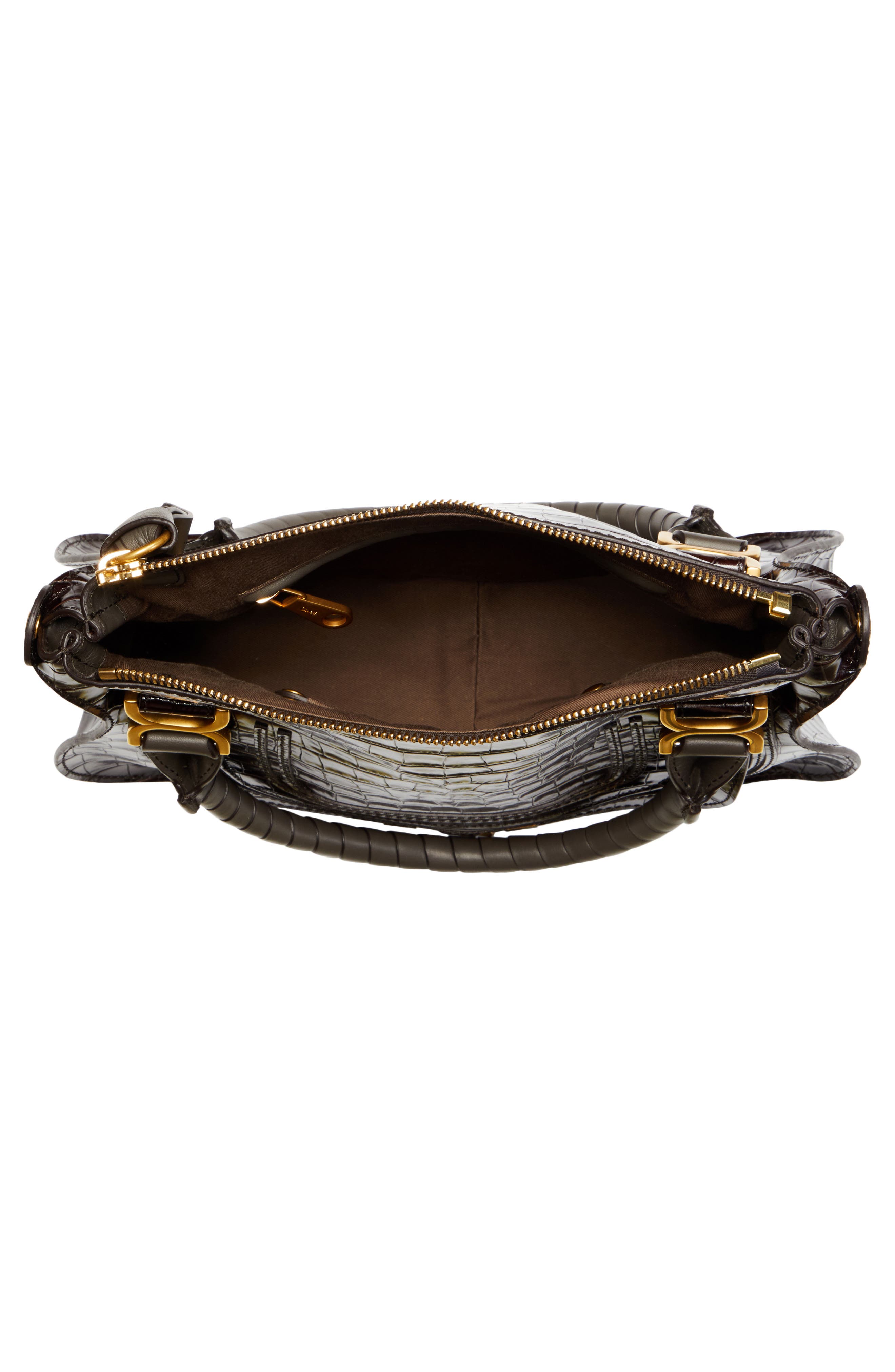 Chloé Medium Marcie Croc-Embossed Leather Top Handle Bag, Alternate, color, 