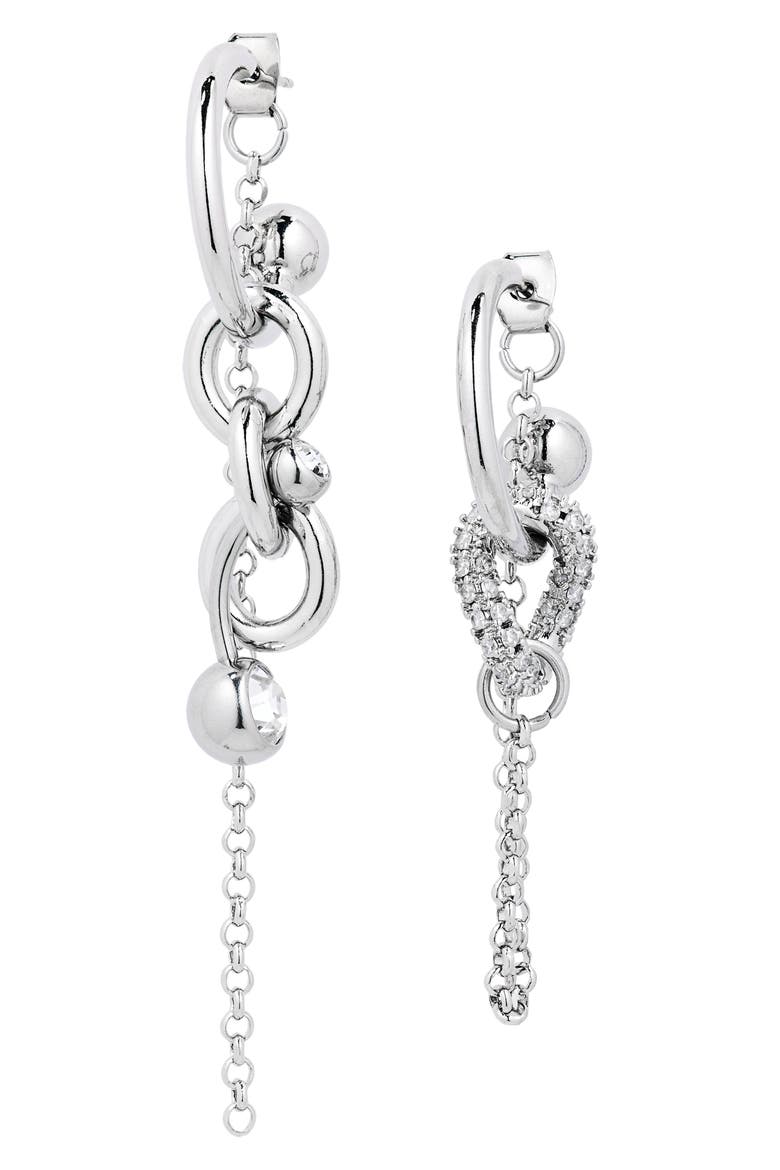 Abel Mismatched Hoop Earrings, Main, color, PALLADIUM