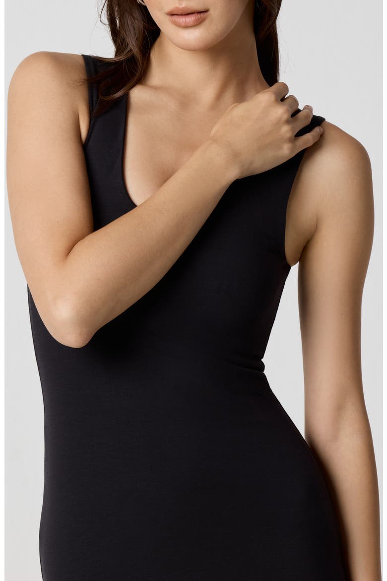 Power Mesh Plunge Minidress, Alternate, color, BLACK