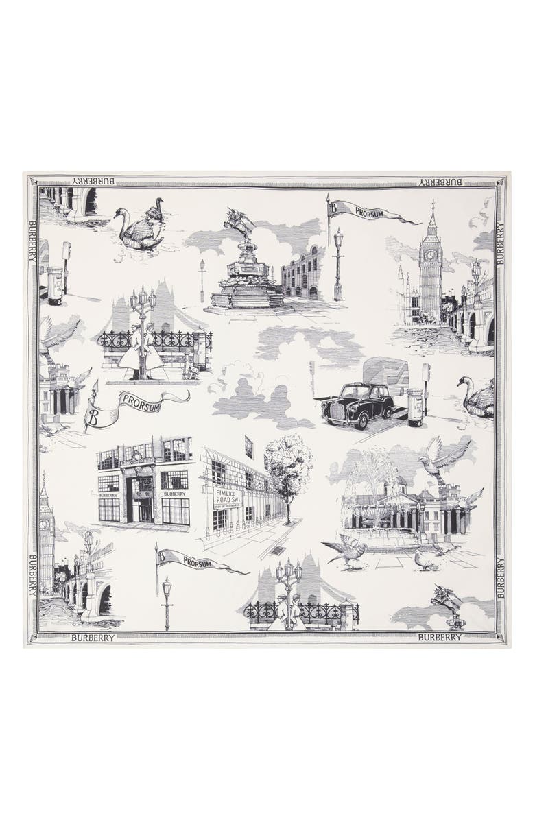 Burberry London Calling Silk Twill Square Scarf, Main, color, 