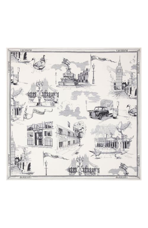 Burberry London Calling Silk Twill Square Scarf In Gray