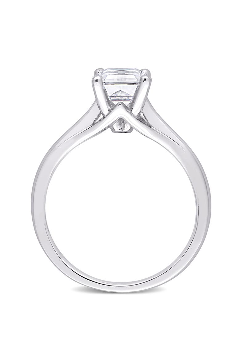 Moissanite Emerald Solitaire Ring 10k, Alternate, color, 10k White Gold