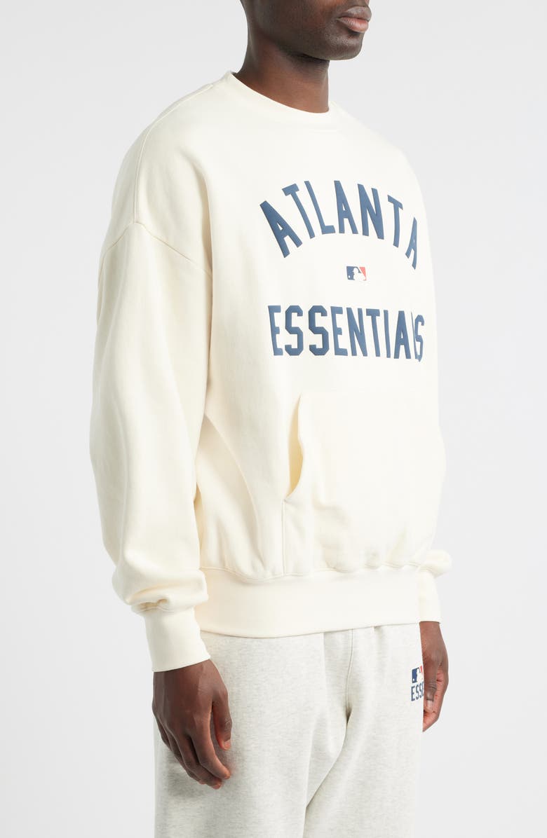 Fear of God Essentials Braves Sport Fit Crewneck Sweatshirt, Alternate, color, Cream White