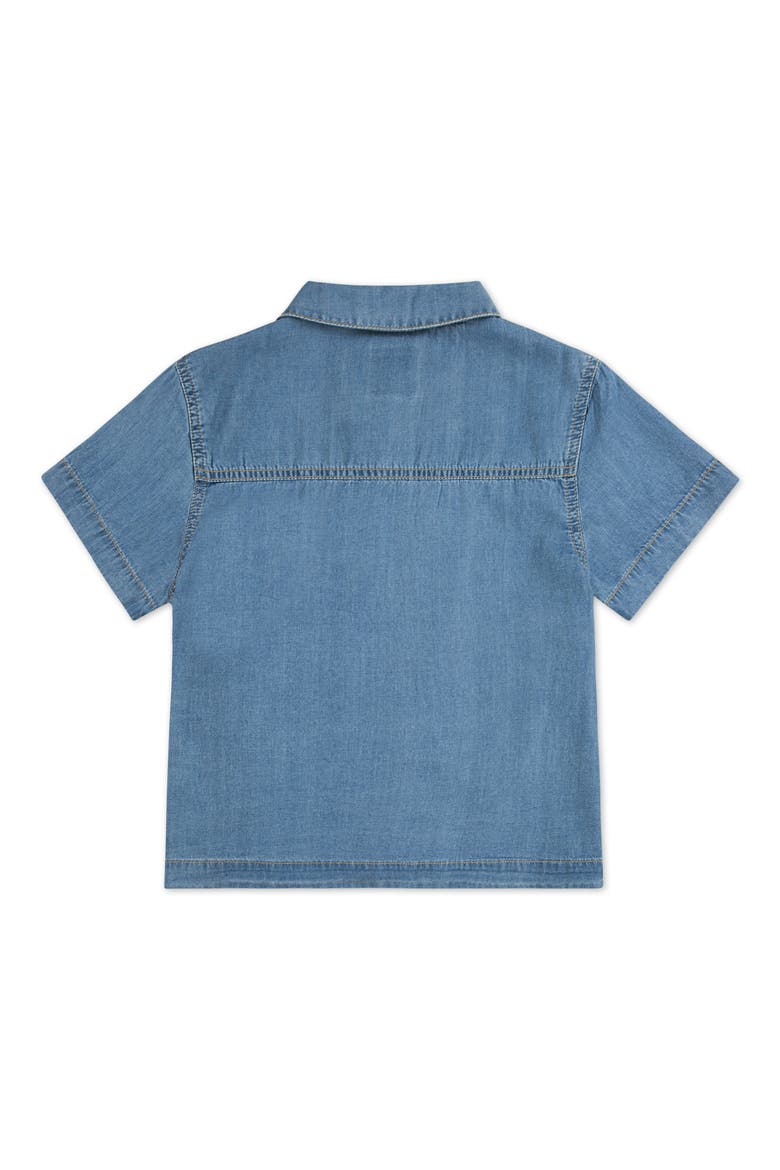 Kids' Short Sleeve Denim Button-Up Shirt, Alternate, color, BLUE WAVE LIGHT
