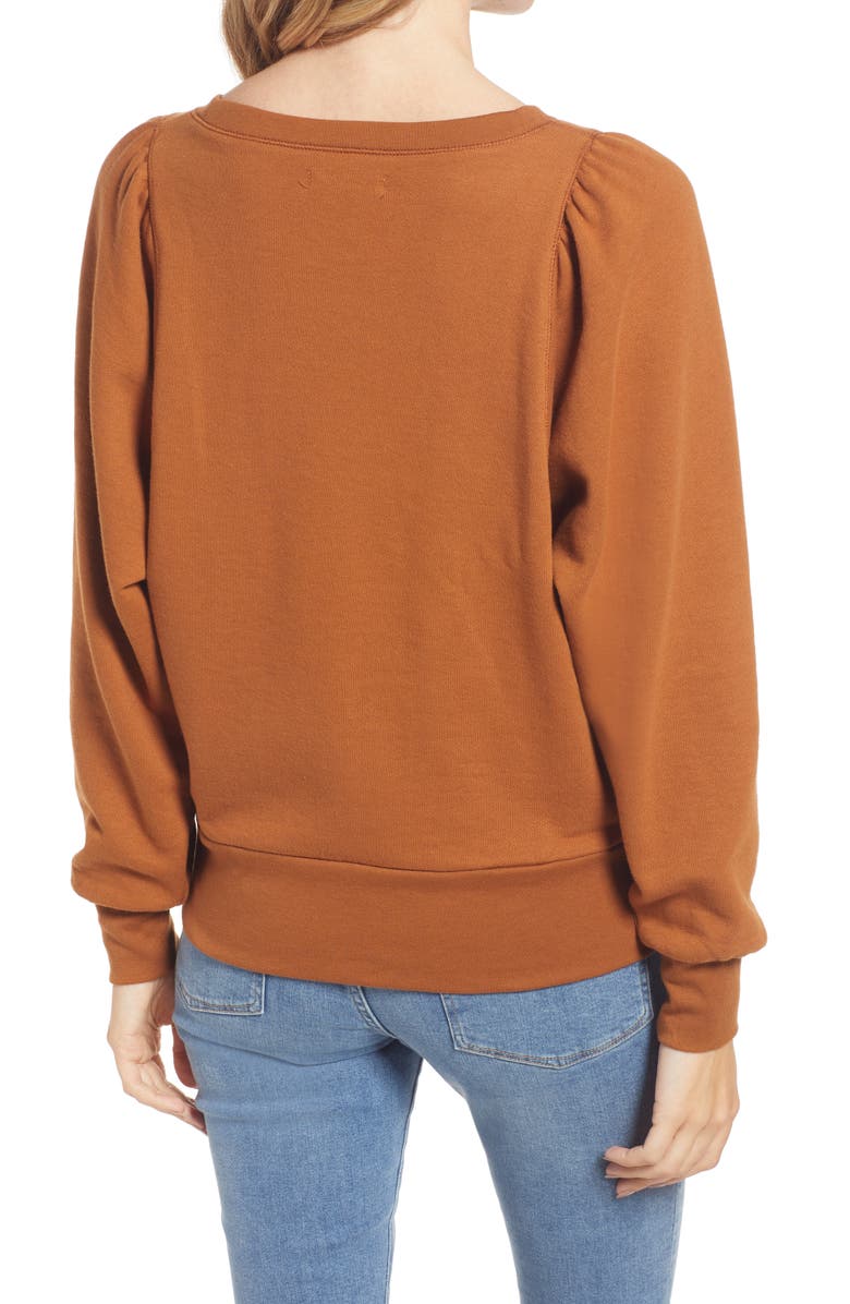 Madewell Henley Puff Sleeve Sweatshirt, Alternate, color, 