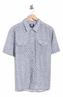 Frye Geometric Print Short Sleeve Button-Up Shirt