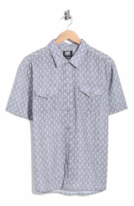 Frye Geometric Print Short Sleeve Button-Up Shirt