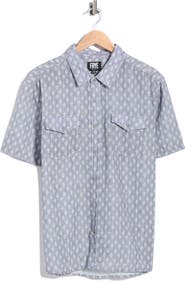 Frye Geometric Print Short Sleeve Button-Up Shirt