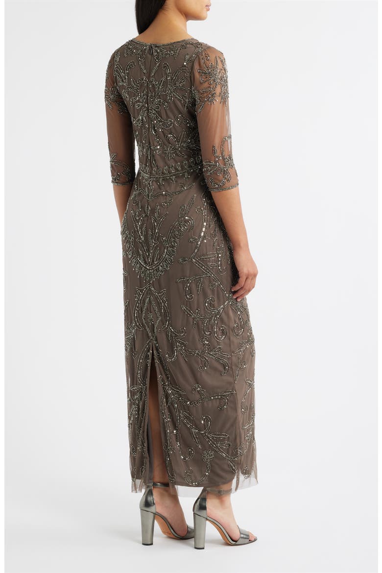 Sequin Illusion Gown, Alternate, color, ALUMINUM