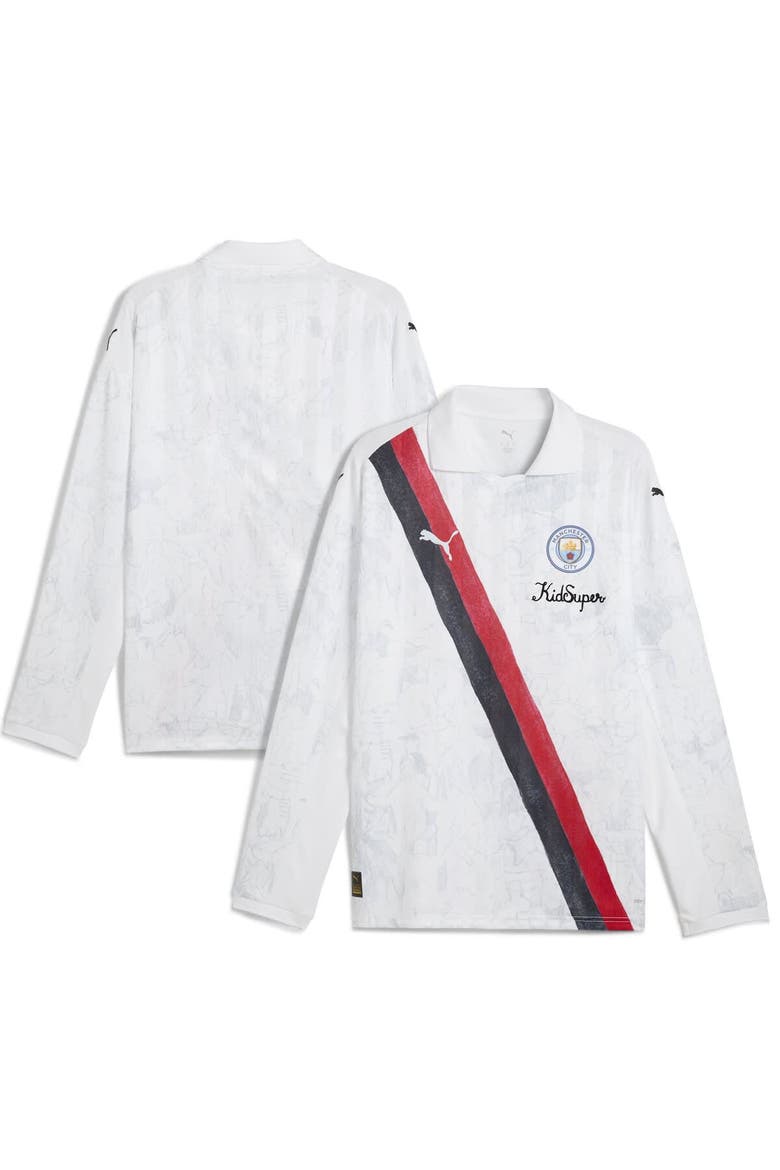 Men's Puma x KidSuper White Manchester City 2025 FIFA Club World Cup Retro Long Sleeve T-Shirt, Main, color, White