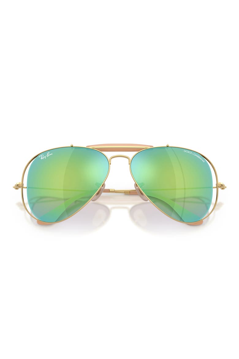 Outdoorsman 53mm Mirrored Pilot Sunglasses, Alternate, color, ARISTA / GREEN MIRROR GREEN