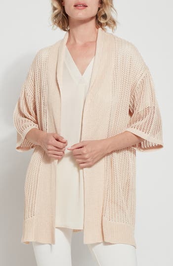 Lyssé Lysse Dani Open Knit Cardigan Sweater In Neutral