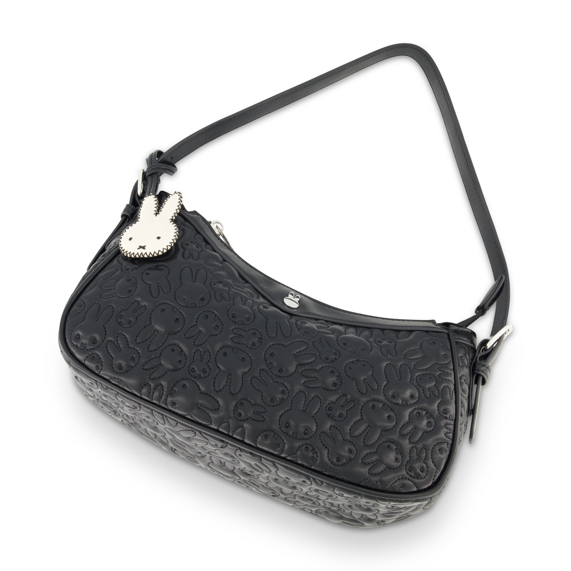 Daniele Nicole Miffy Quilted PU Shoulder Bag with Charm, Alternate, color, Black