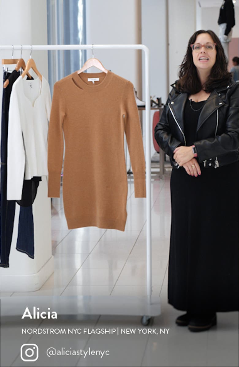 Cutout Long Sleeve Cashmere Blend Sweater Minidress, sales video thumbnail
