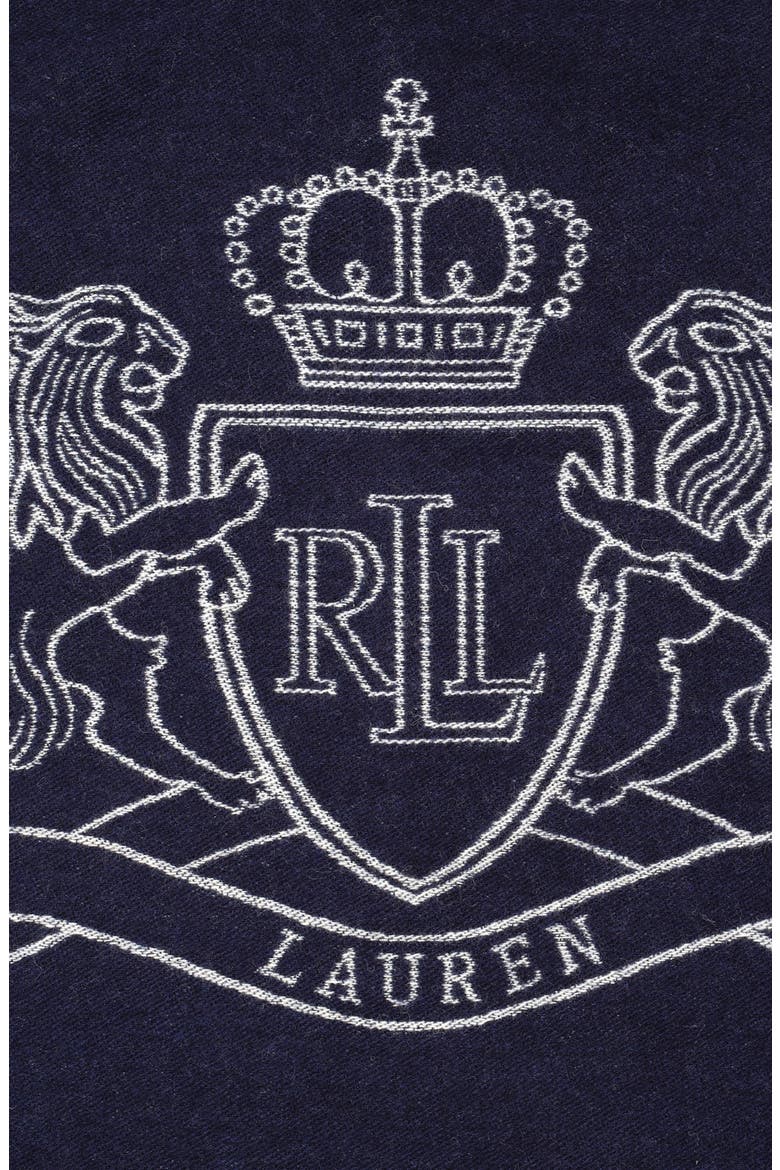 Crest Jacquard Wrap, Alternate, color, Navy/Cream