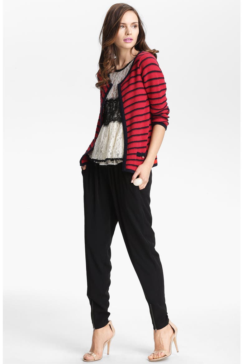 Woven Zip Cuff Track Pants, Alternate, color, BLACK