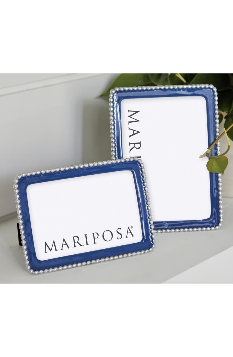 Mariposa Beaded Sand Cast Aluminum Picture Frame, Alternate, color, Blue