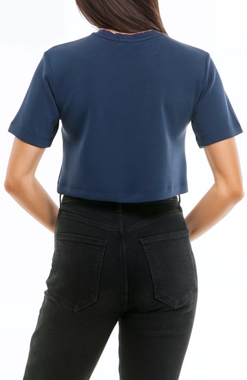 Urban Social Cloud Luxe Crewneck Crop T-shirt In Navy