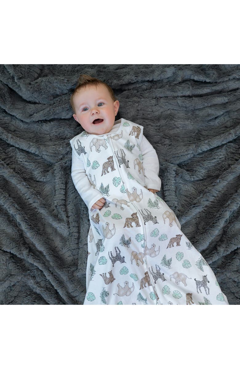 aden + anais Cotton Muslin Wearable Blanket, Alternate, color, Jungle Animals Grey