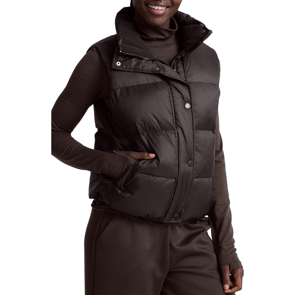 Beyond Yoga Big Cozy Puffer Vest In Dark Chocolate In Burgundy