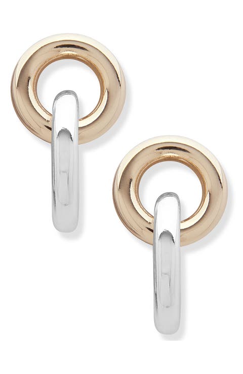 Two-Tone Link Drop Earrings