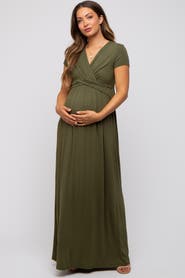 PinkBlush Navy Draped Maternity/Nursing Maxi Dress