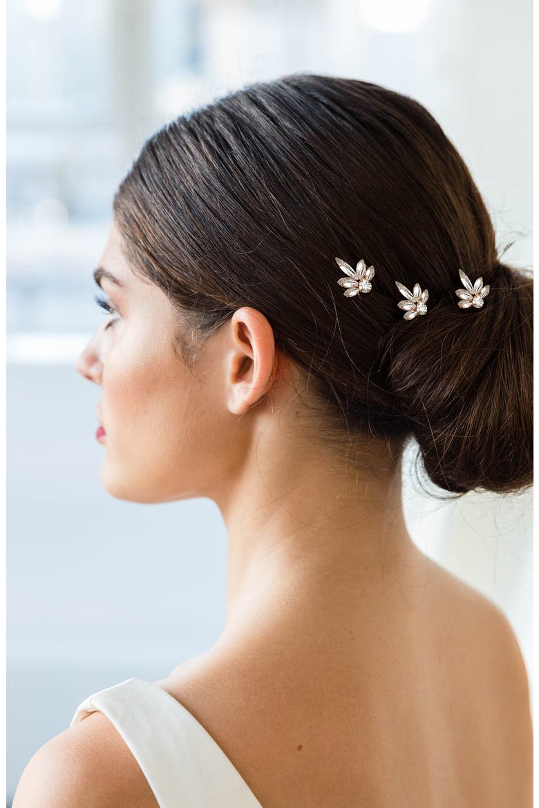 Coco Set of 3 Crystal Hair Pins (Nordstrom Exclusive), Alternate, color, GOLD