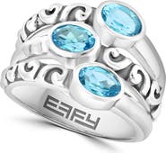 EFFY Sterling Silver Blue Topaz 3-Stone Ring
