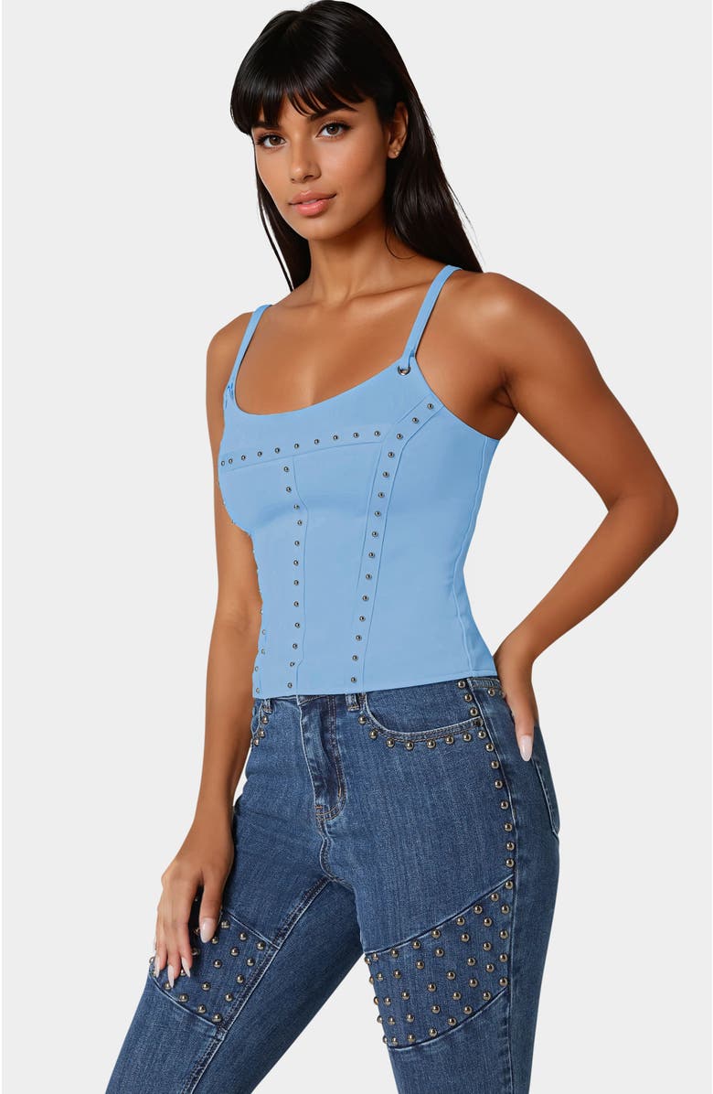 bebe Studded Corset, Alternate, color, Clear Sky