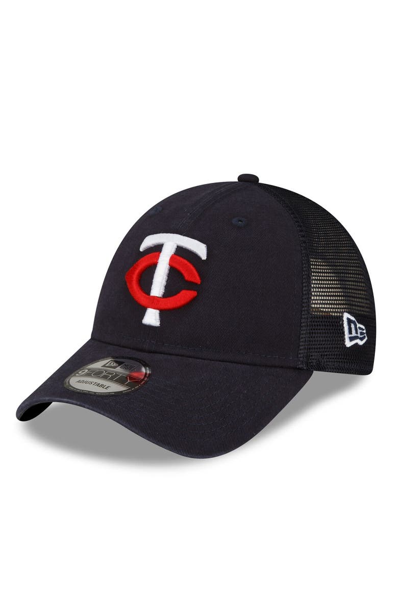 New Era Men's New Era Navy Minnesota Twins 2023 9FORTY Trucker Adjustable Hat, Main, color,