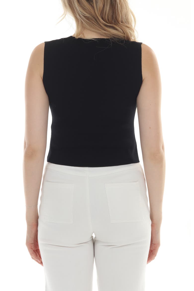 Rosette Button Front Knit Vest, Alternate, color, BLACK