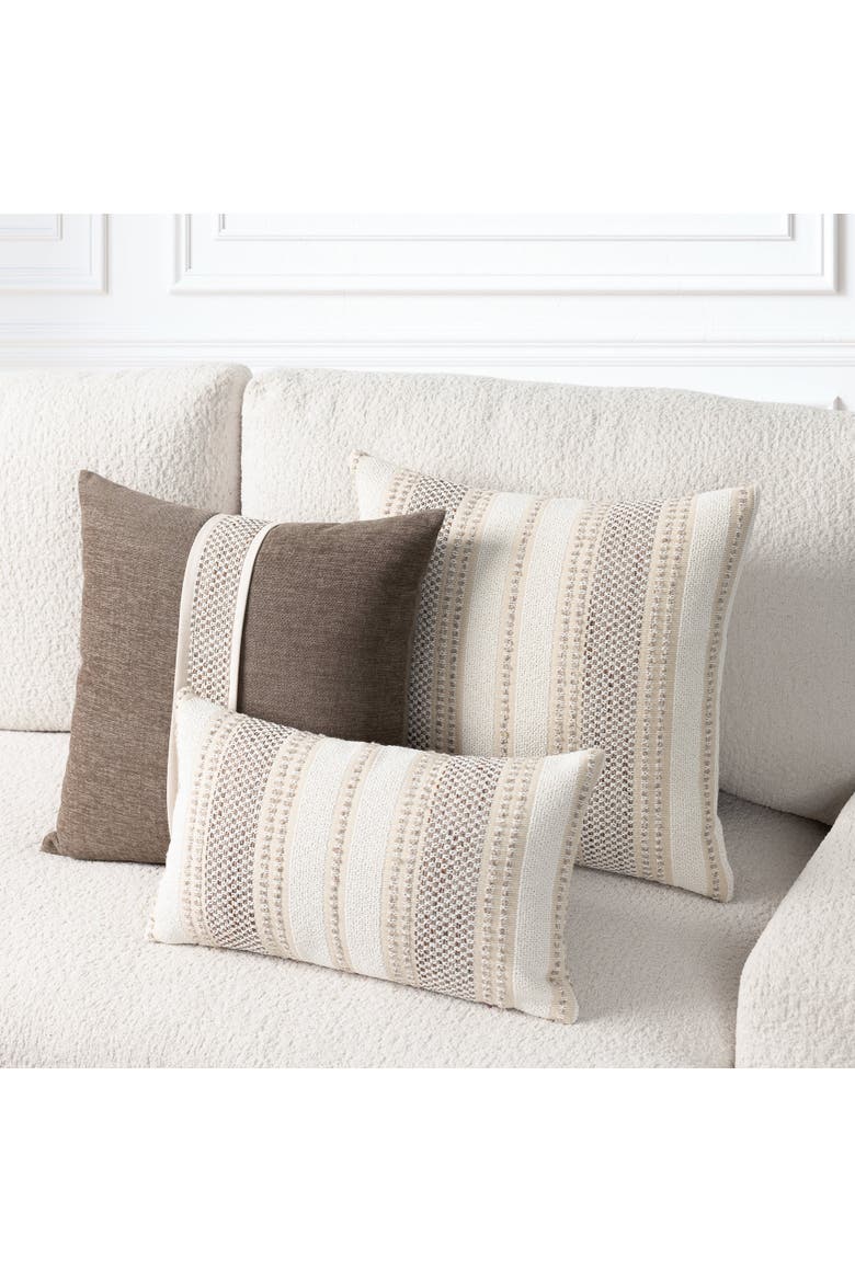 Axis Textural Stripe Indoor & Outdoor Woven Accent Pillow & Insert, Alternate, color, Travertine