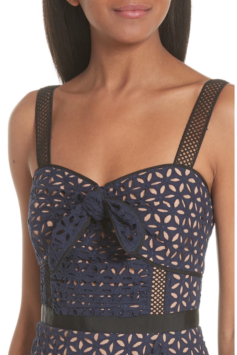 Knot Front Broderie Anglaise Dress, Alternate, color, NAVY