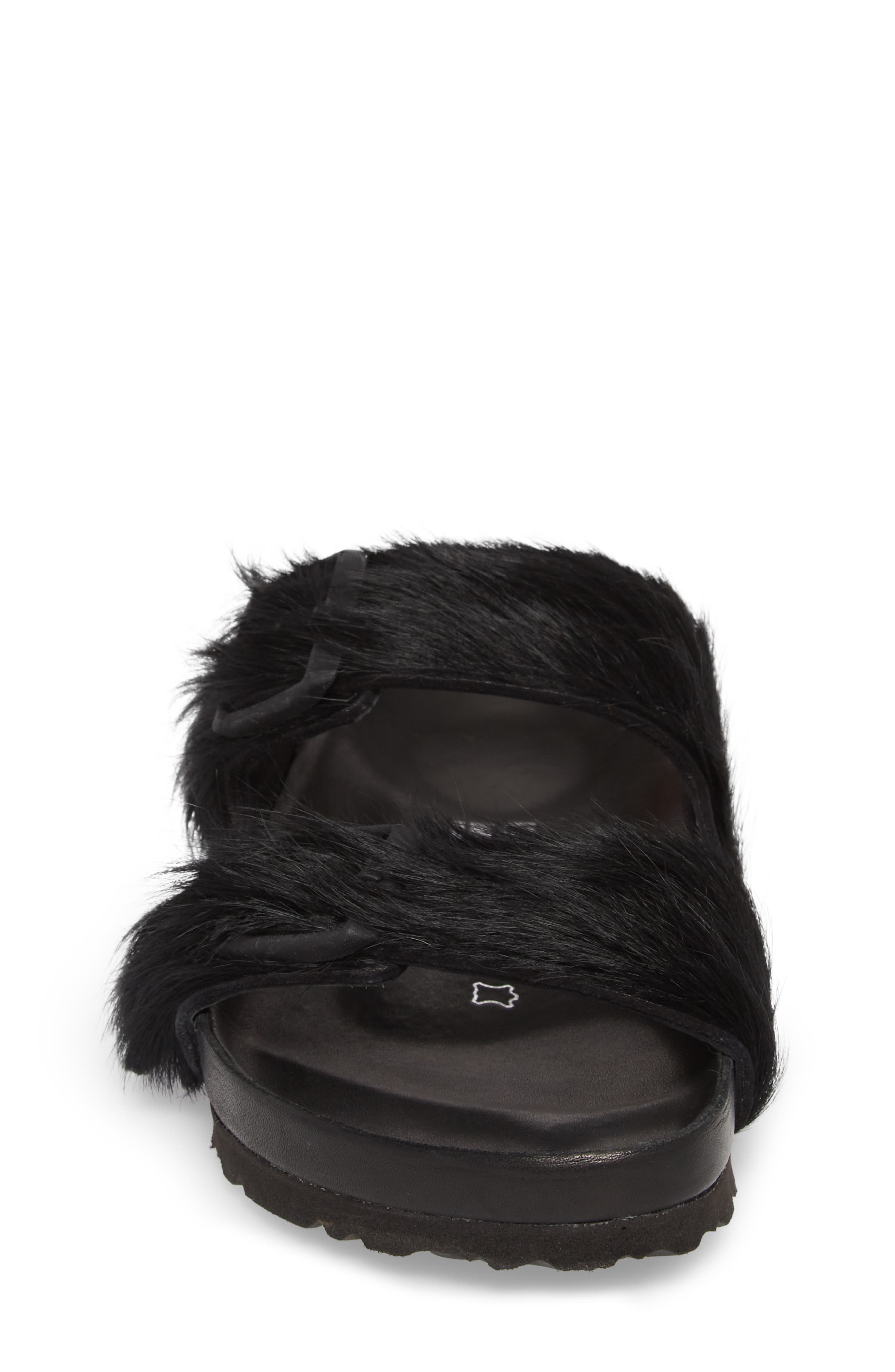 Birkenstock x Rick Owens Arizona Genuine Calf Hair Slide Sandal, Alternate, color, BLACK