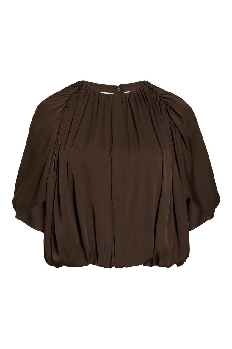 Gathered Silk Cape Bubble Top, Main, color, PINEWOOD