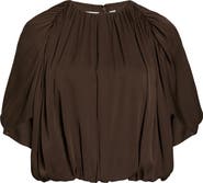 Vince Gathered Silk Cape Bubble Top