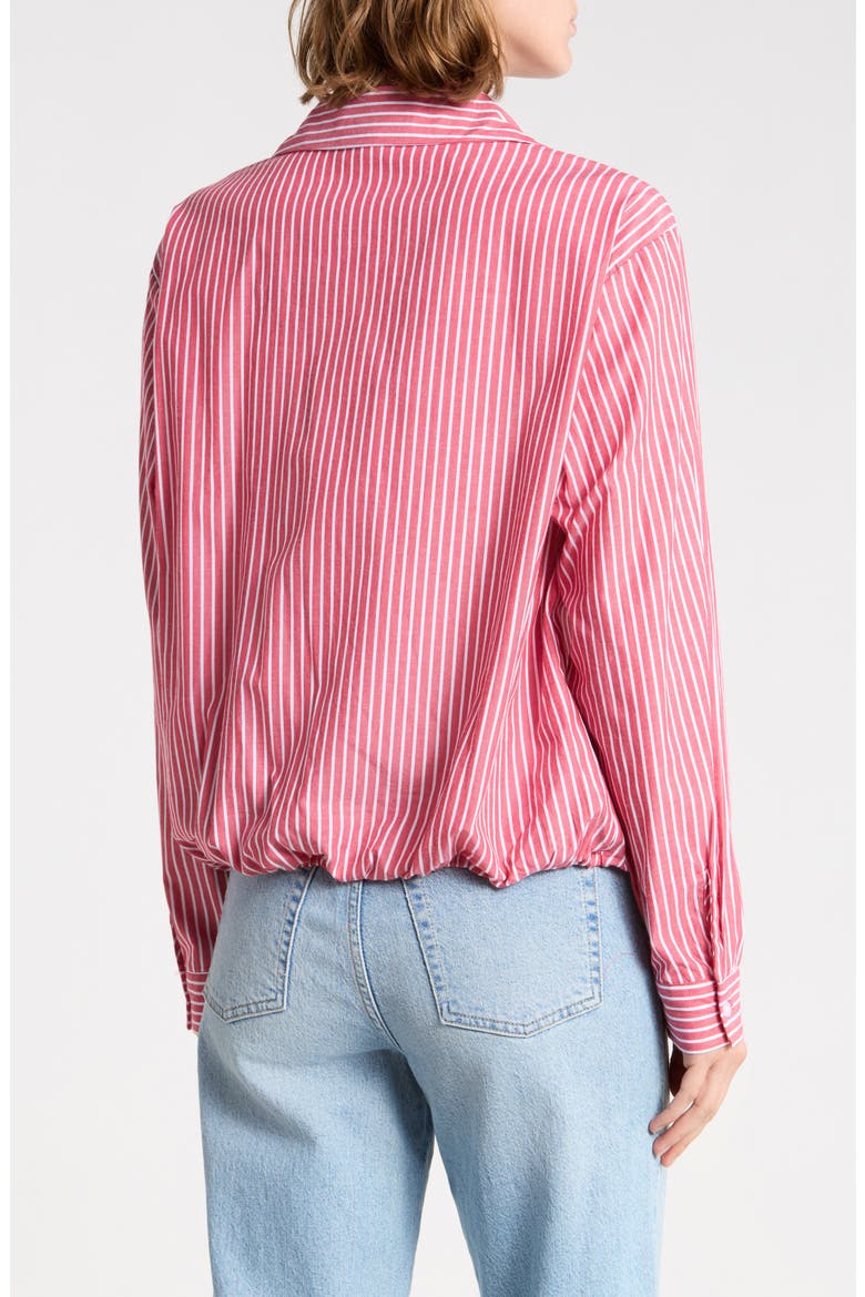 Marin Stripe Cotton Crop Bubble Hem Shirt, Alternate, color, CURRANT RED