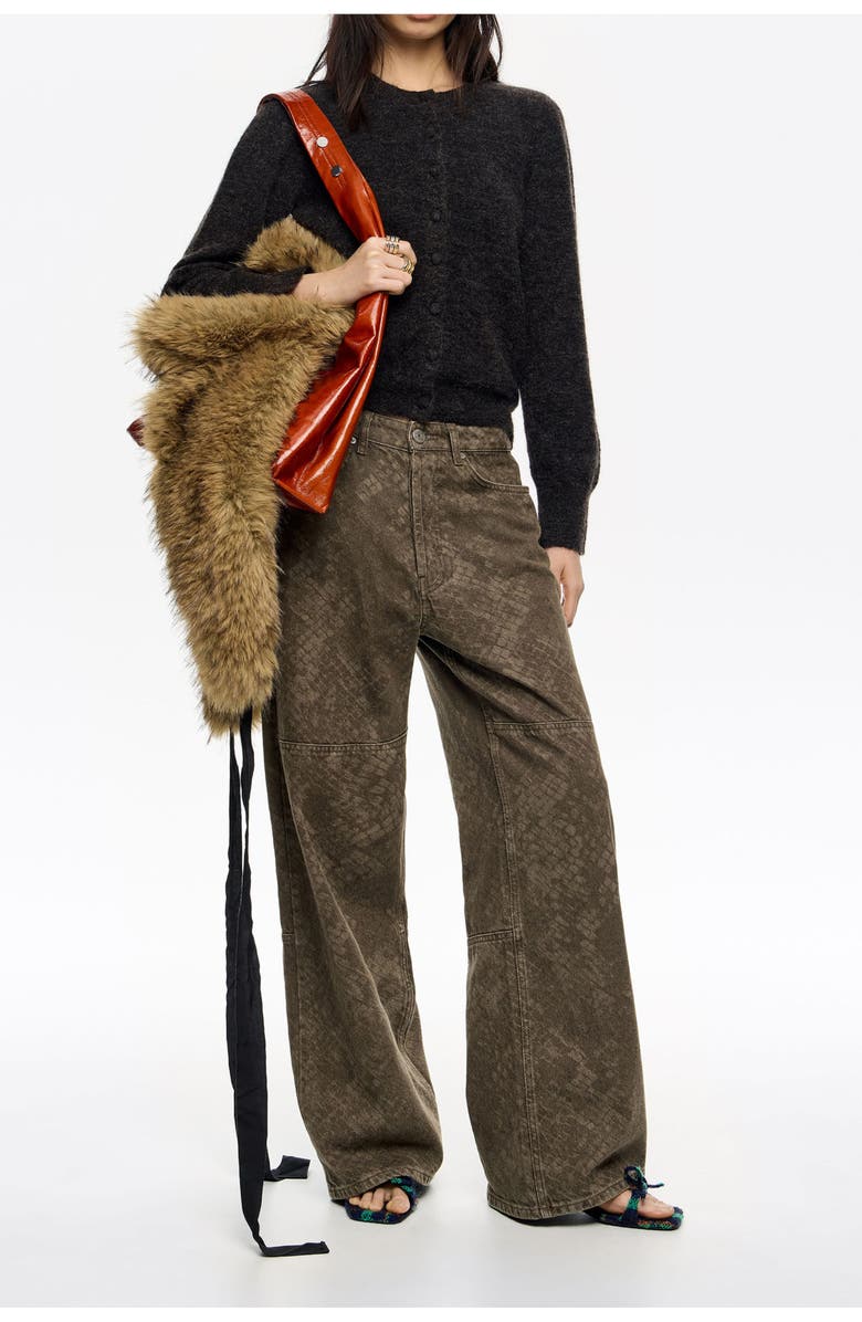 Bimba y Lola Fur Fitted Cardigan, Alternate, color, Dark Grey