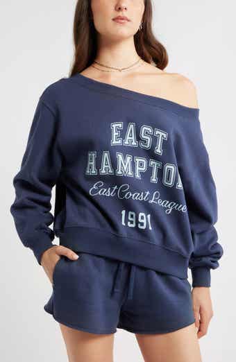 Off the Shoulder Fleece Graphic Sweatshirt