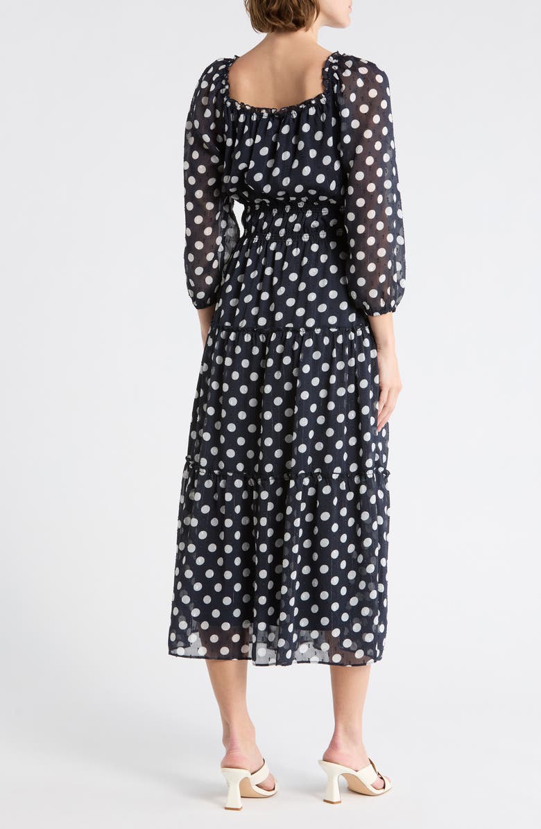 Socialite Tiered Midi Dress, Alternate, color, Navy Ivory Dot