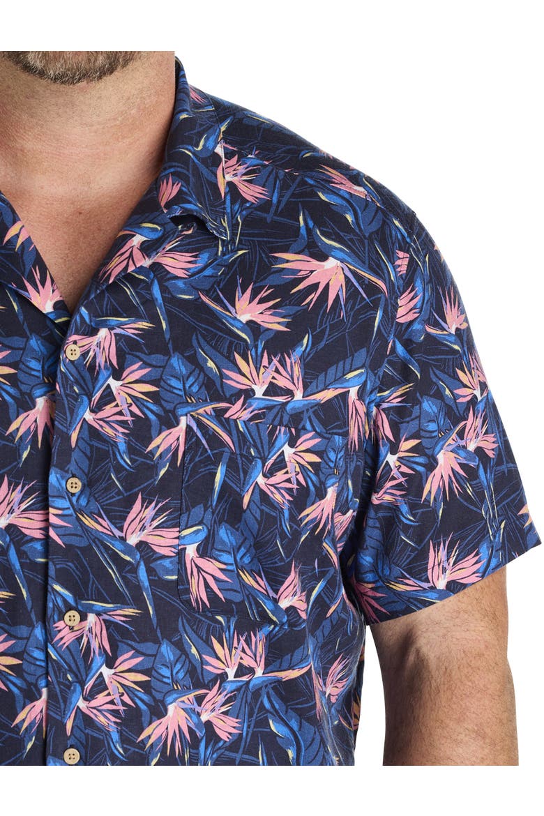Big & Tall Birds of Paradise Cabana Sport Shirt, Alternate, color, NAUTICAL NAVY
