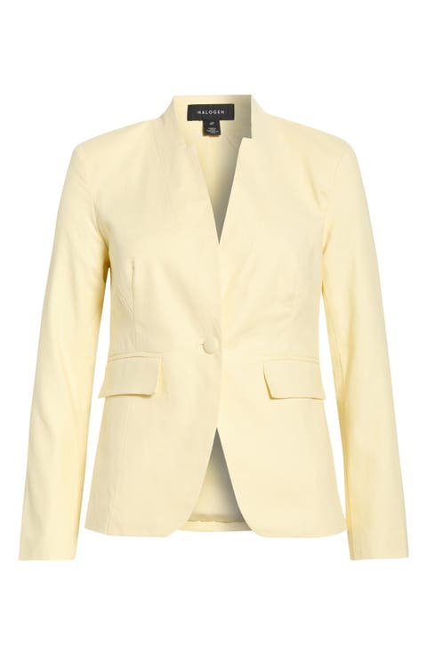 Inverted Lapel Linen Blend Blazer (Regular & Petite)