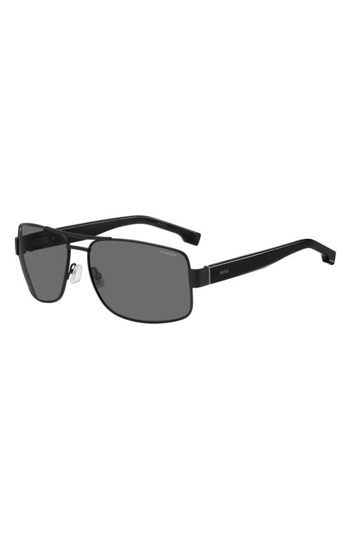 Hugo Boss Boss 62mm Oversize Polarized Navigator Sunglasses In Matte Black/grey Polar