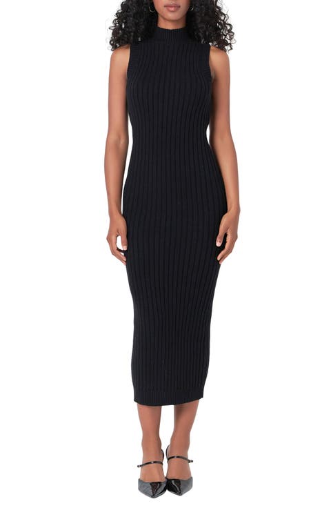 Mock Neck Rib Sweater Dress