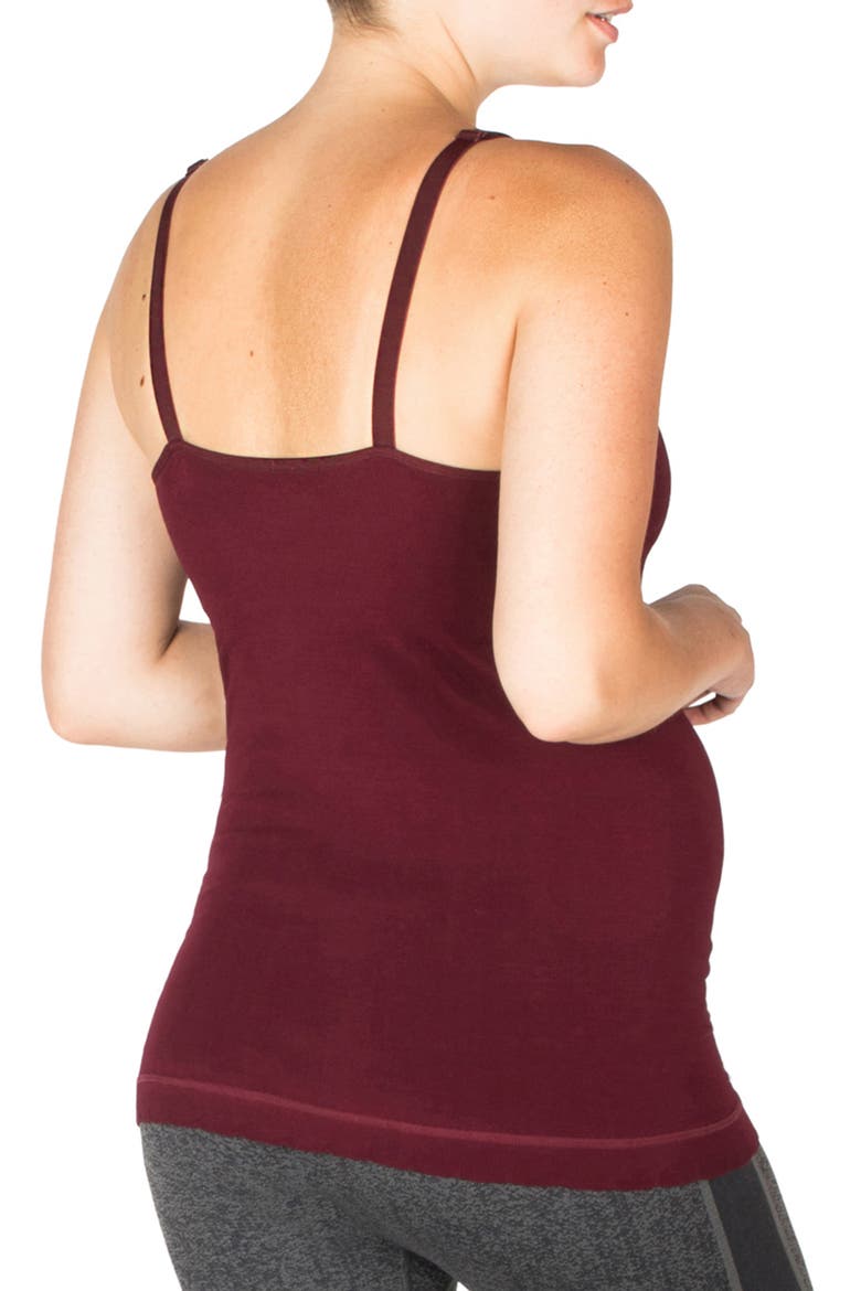 Seamless Maternity/Nursing Yoga Tank, Alternate, color, BURGUNDY