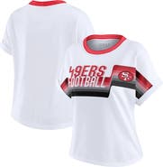 WEAR by Erin Andrews Women's WEAR by Erin Andrews White San Francisco 49ers Cropped Center Stripe Dolman T-Shirt
