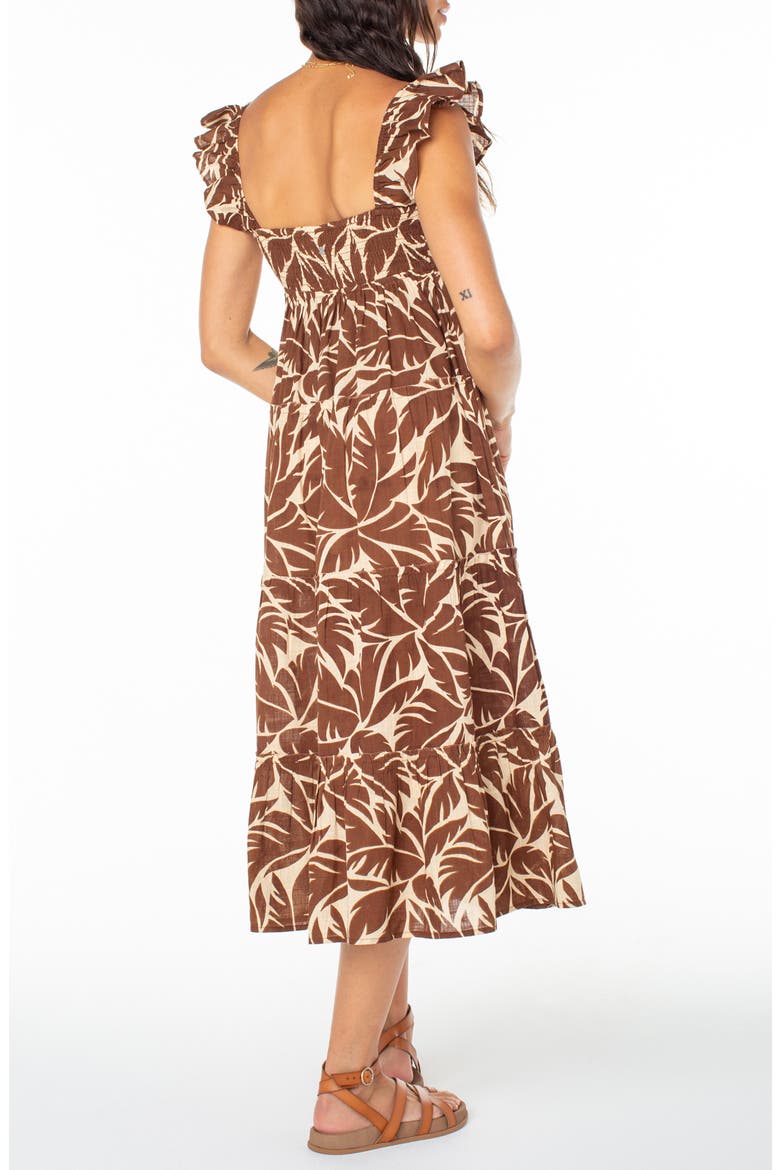 Palmy Days Tiered Cotton Midi Dress, Alternate, color, PARCHMENT